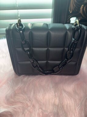 Quilted Black Chain-Handle Shoulder Bag
